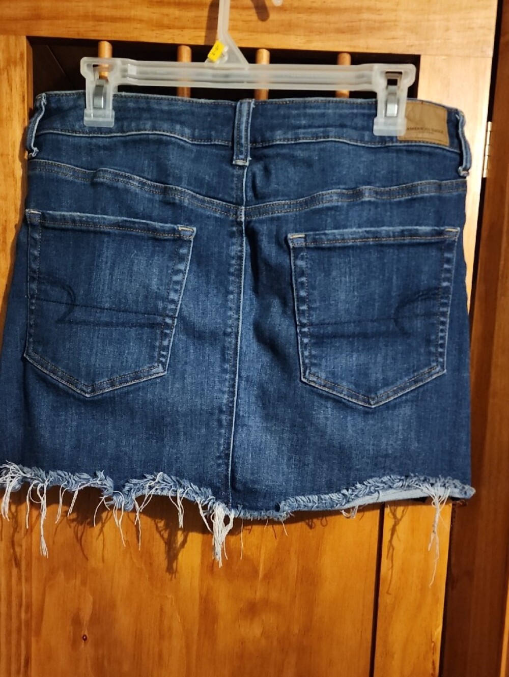 American Eagle Outfitters Dark Blue Distressed Denim Mini Skirt - Picture 2 of 7